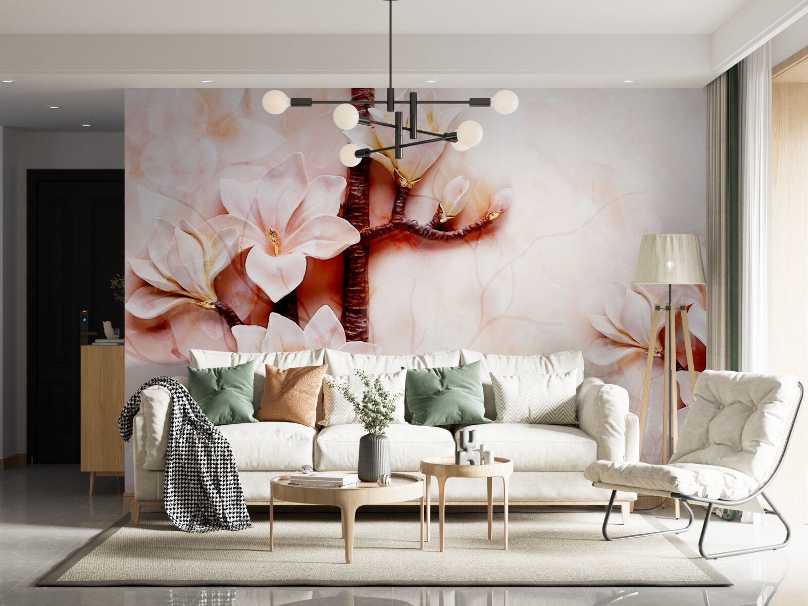 Fototapet ramuri ale grațioasei magnolii rozalii