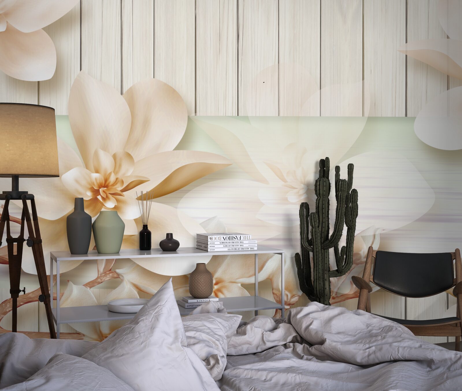 Fototapet piersici gogoși strălucitoare pe un ring de dans alb ca zăpada