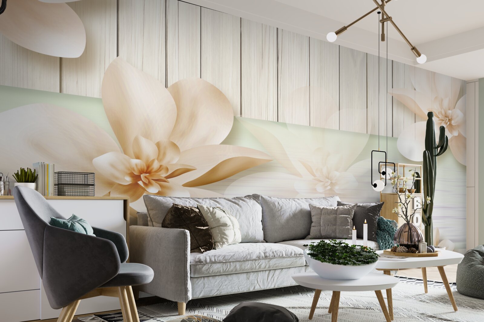 Fototapet piersici gogoși strălucitoare pe un ring de dans alb ca zăpada