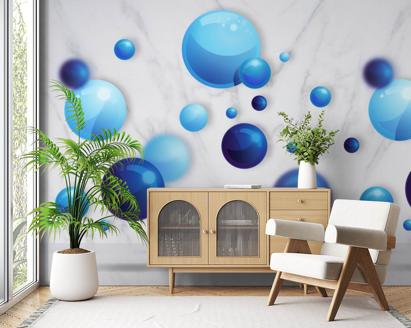 Fototapet becuri albastre și albastru deschis care alunecă