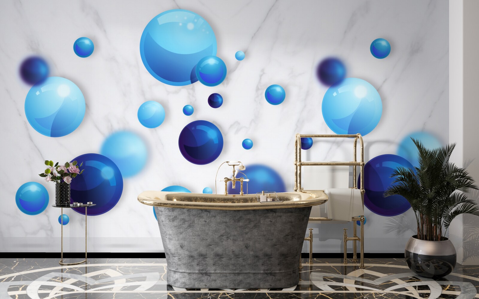 Fototapet becuri albastre și albastru deschis care alunecă