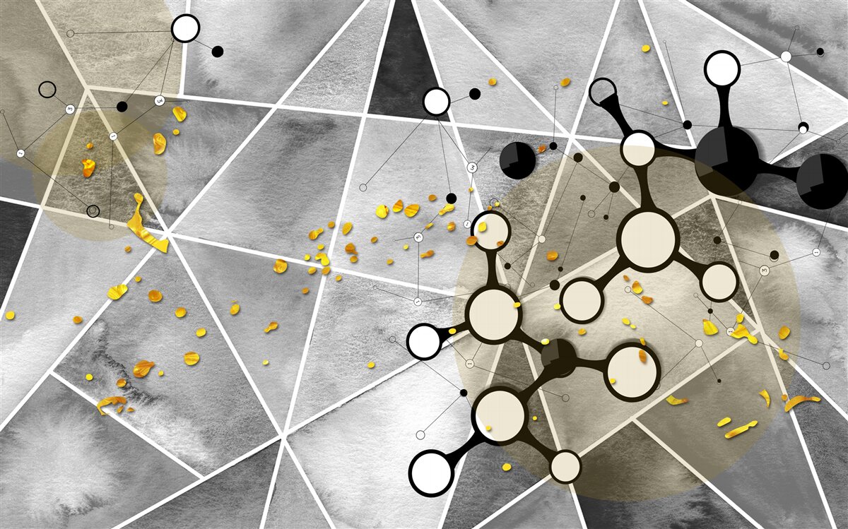 Fototapet particule de aur pe o suprafață de marmură gri