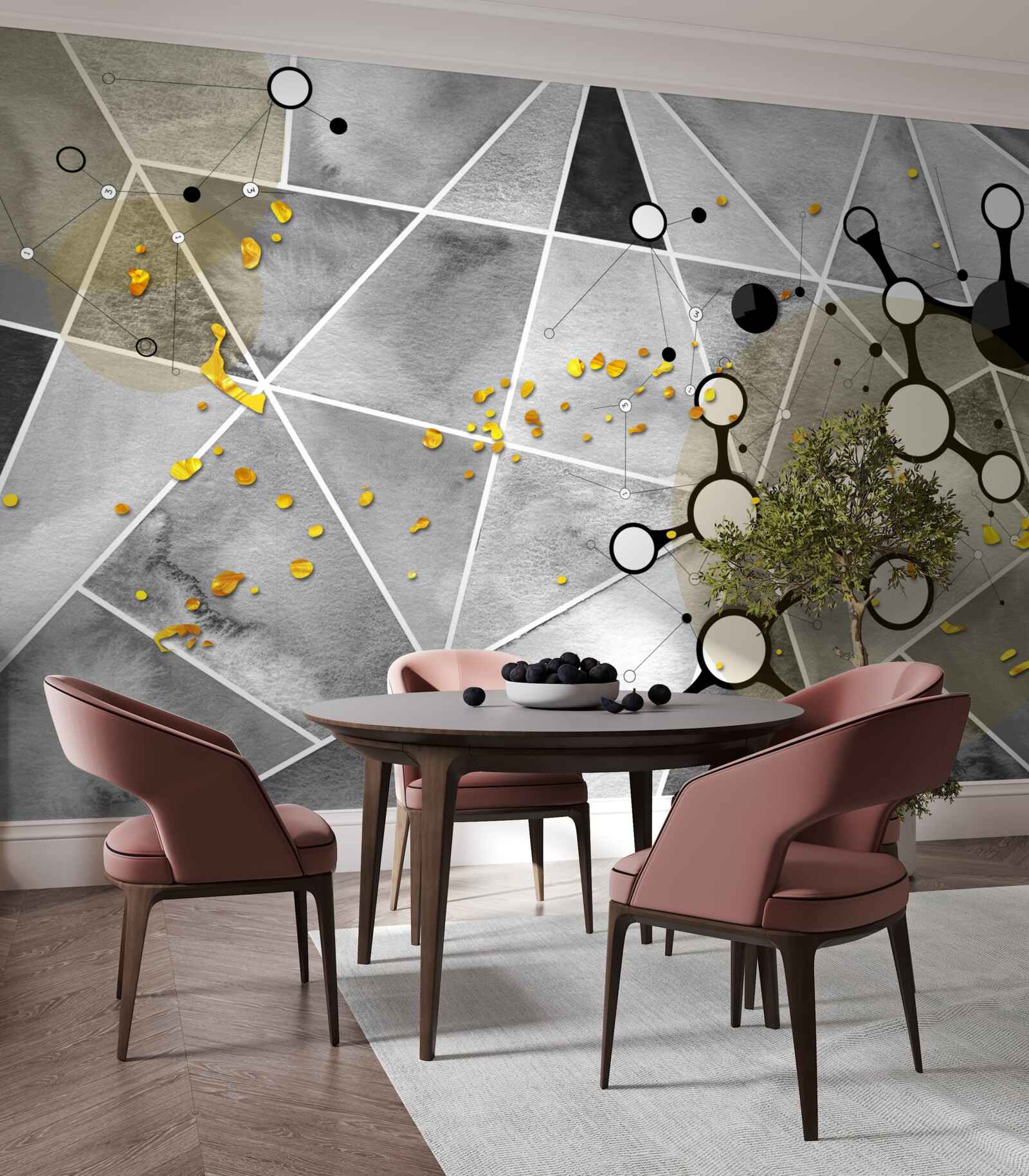 Fototapet particule de aur pe o suprafață de marmură gri