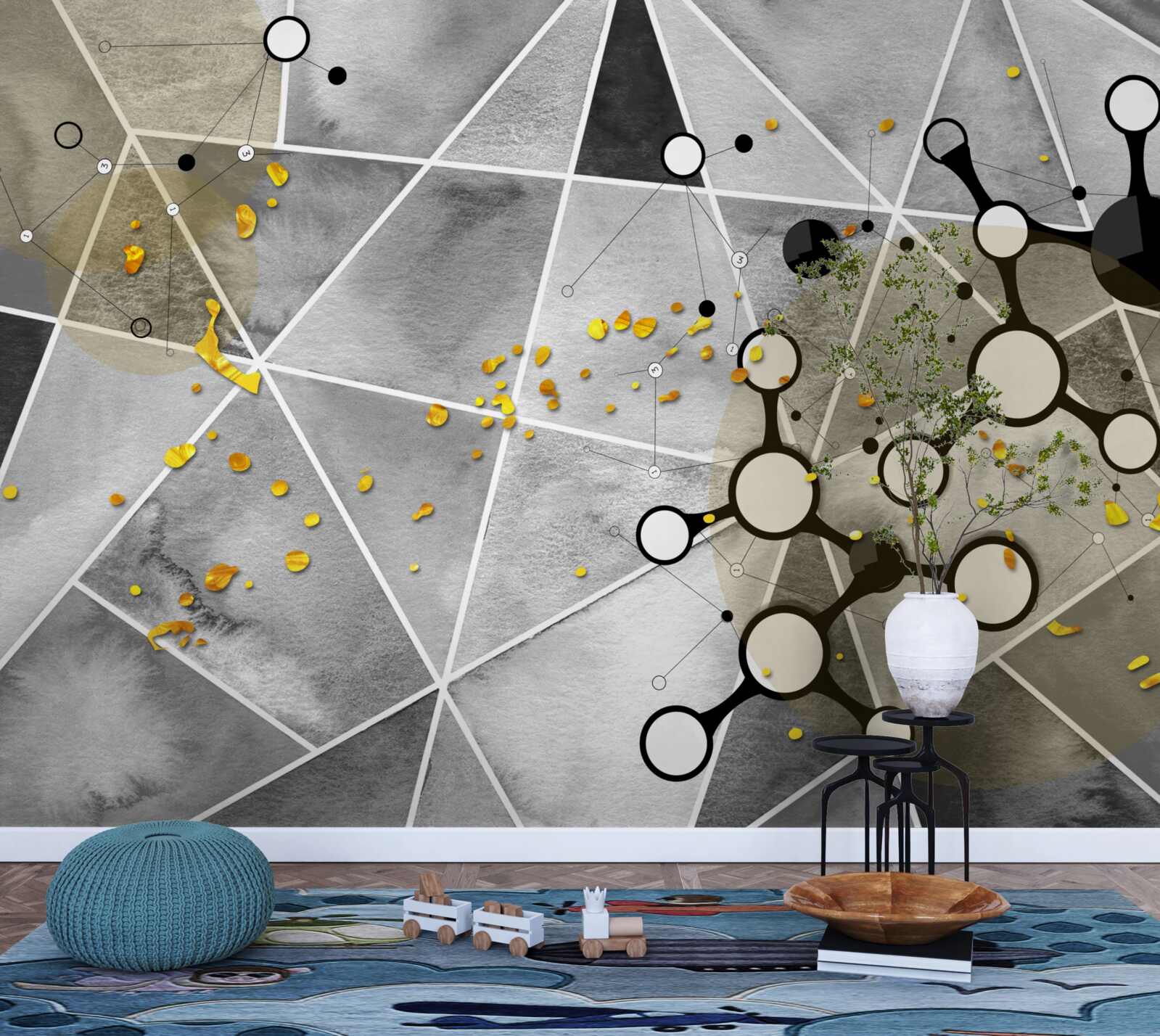 Fototapet particule de aur pe o suprafață de marmură gri