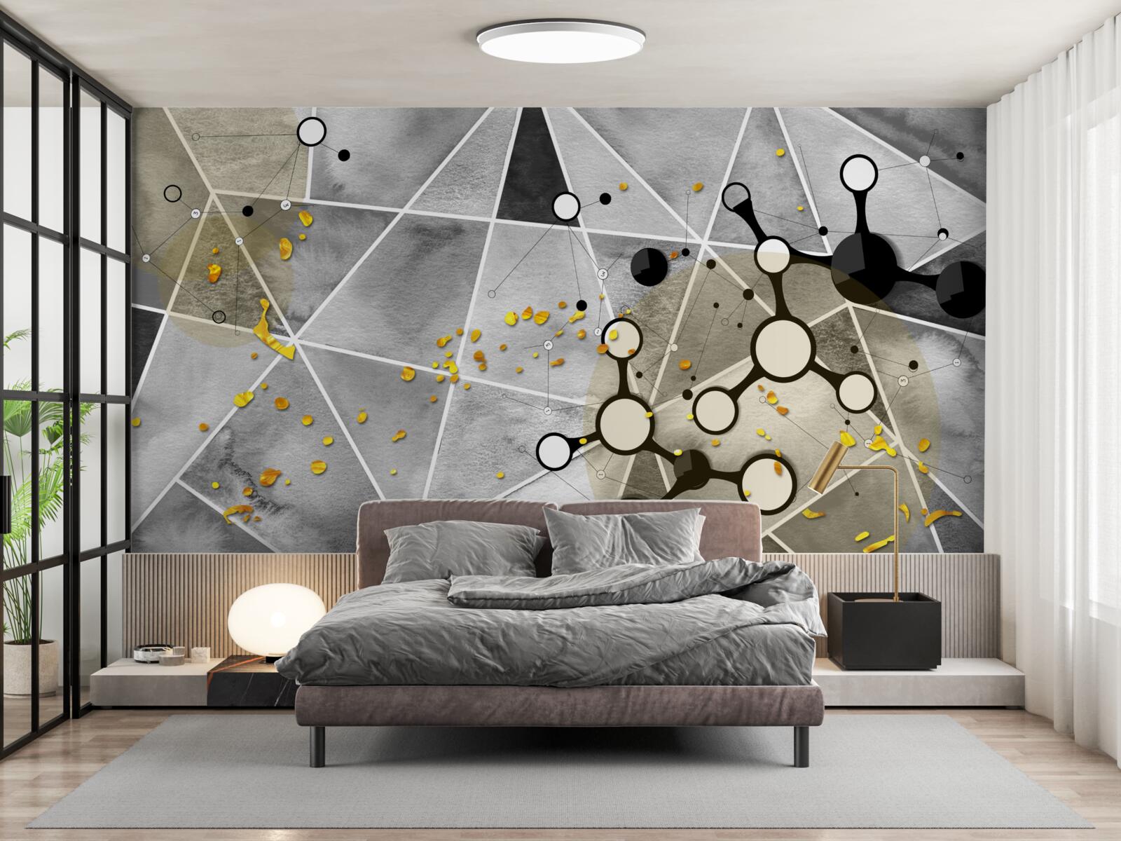 Fototapet particule de aur pe o suprafață de marmură gri