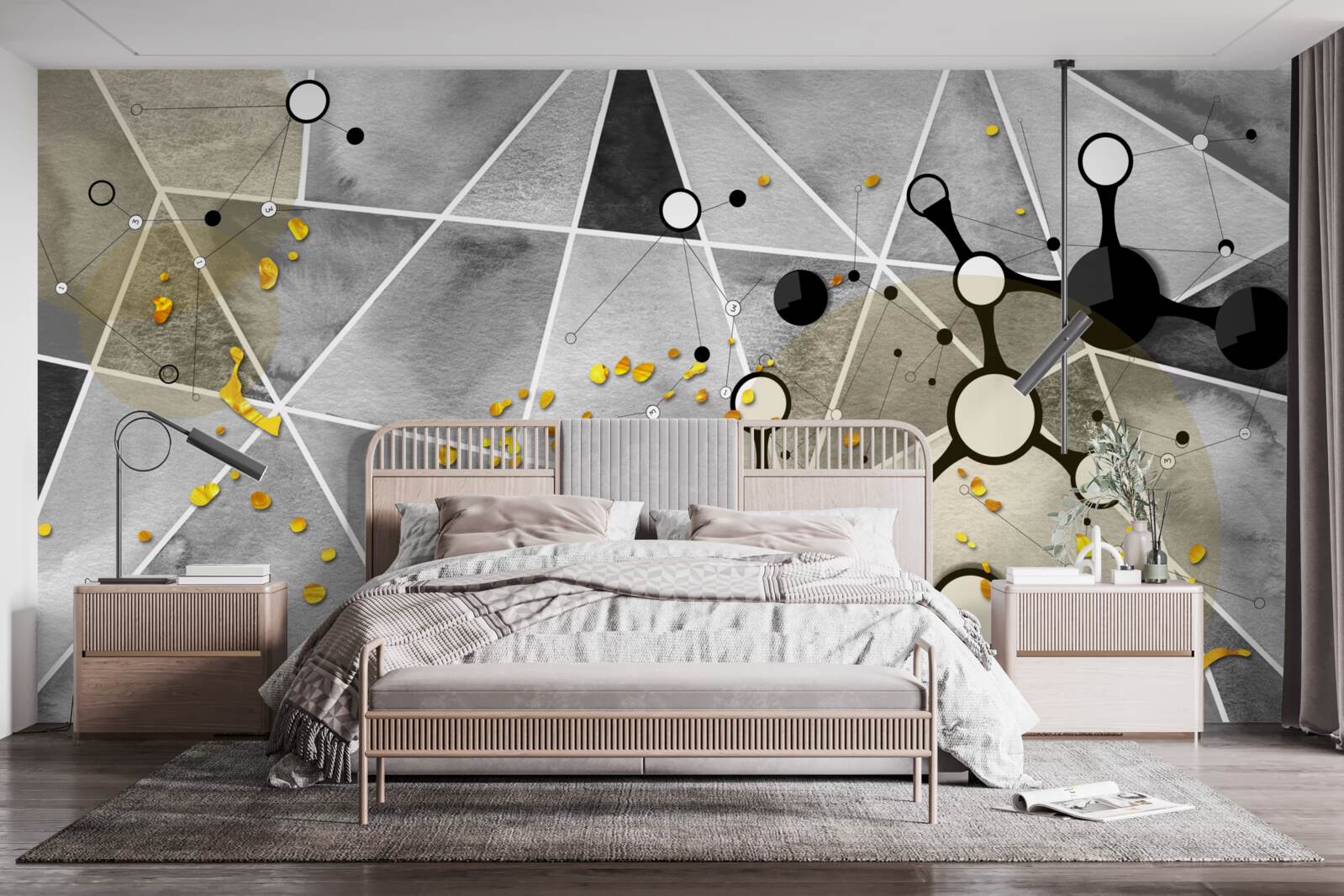 Fototapet particule de aur pe o suprafață de marmură gri