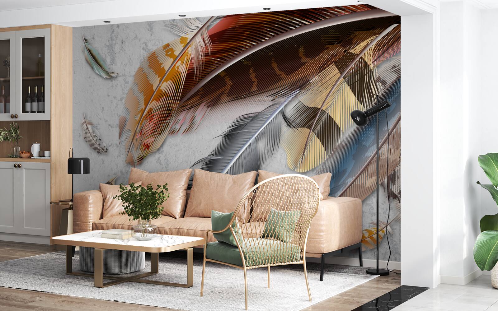 Fototapet pene de diferite specii de păsări