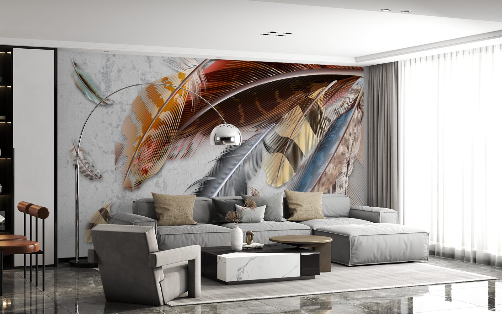 Fototapet pene de diferite specii de păsări