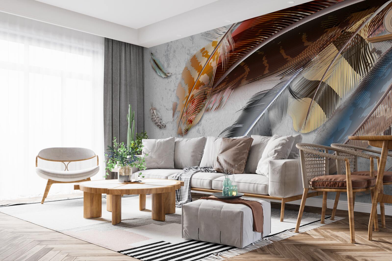 Fototapet pene de diferite specii de păsări