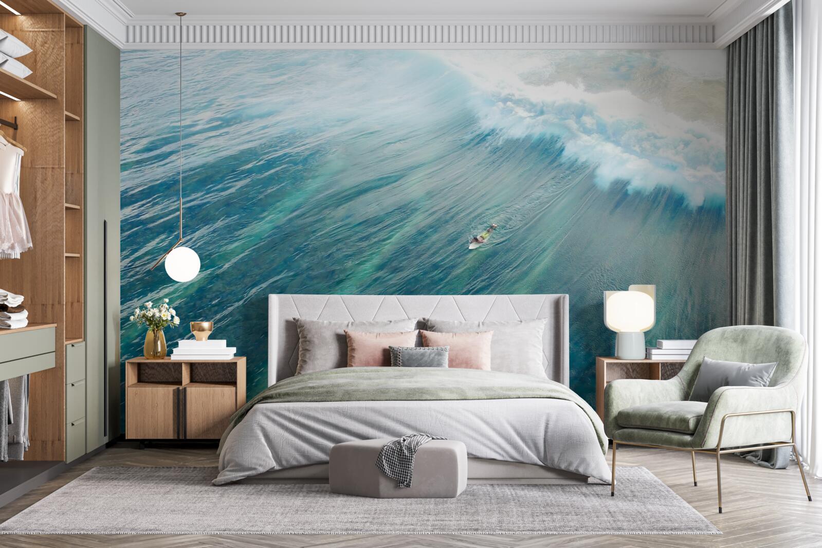 Fototapet depășirea valurilor oceanului prin surfing