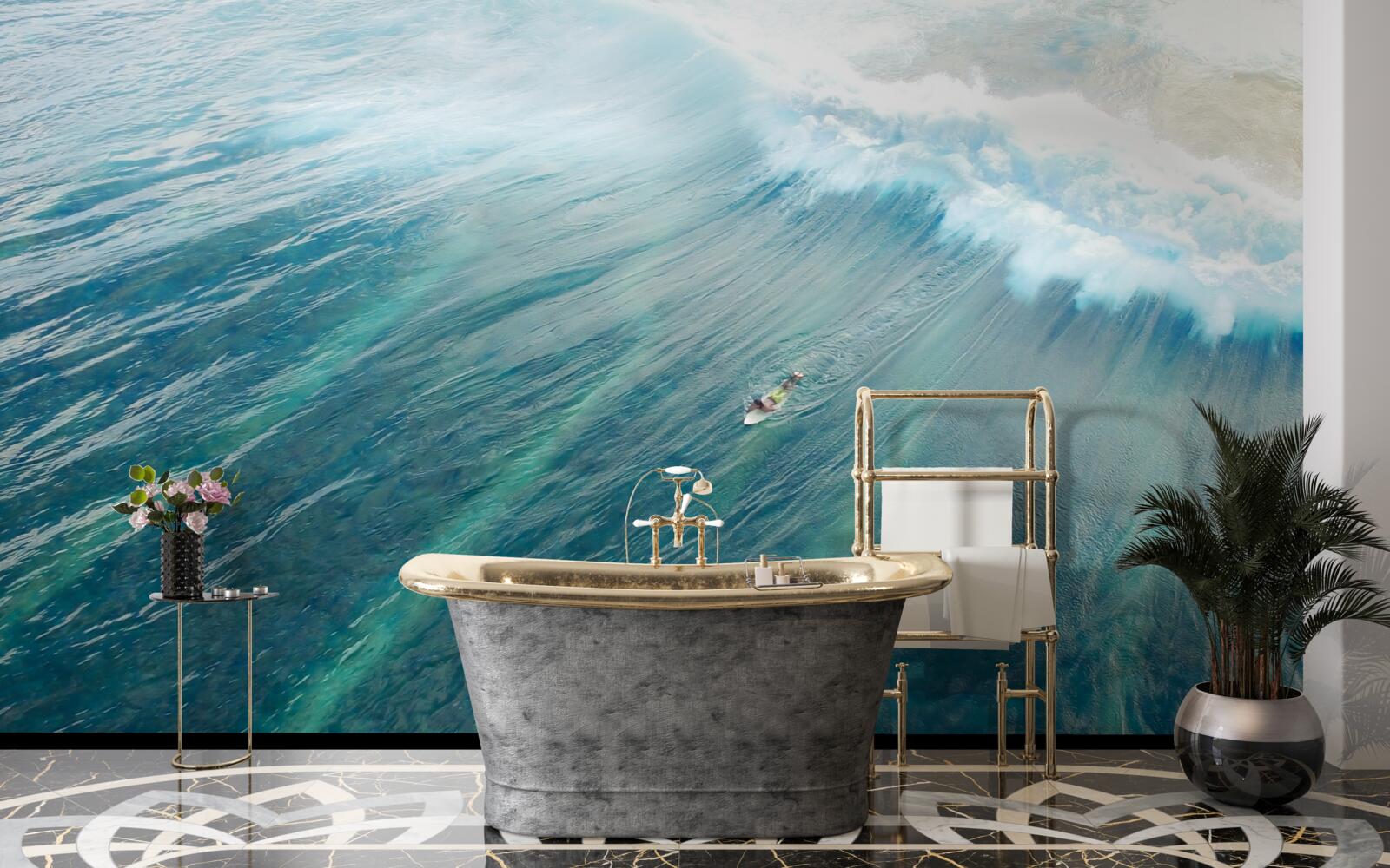 Fototapet depășirea valurilor oceanului prin surfing