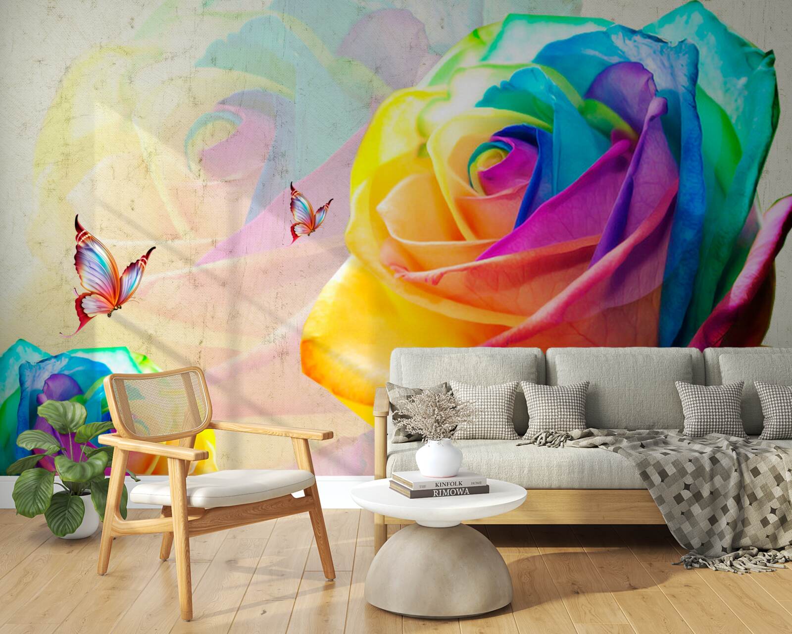 Fototapet trandafir de culoarea curcubeului