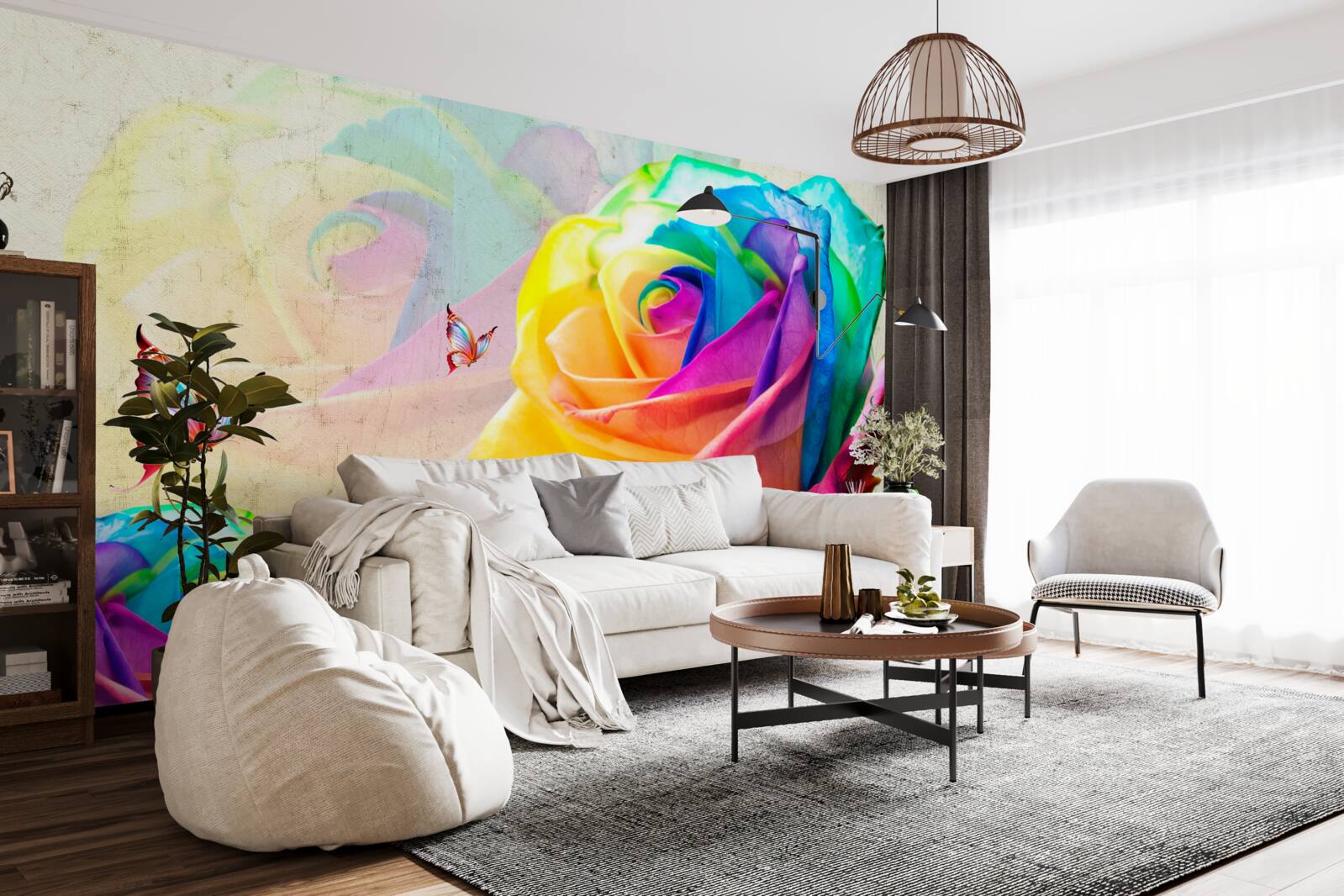 Fototapet trandafir de culoarea curcubeului