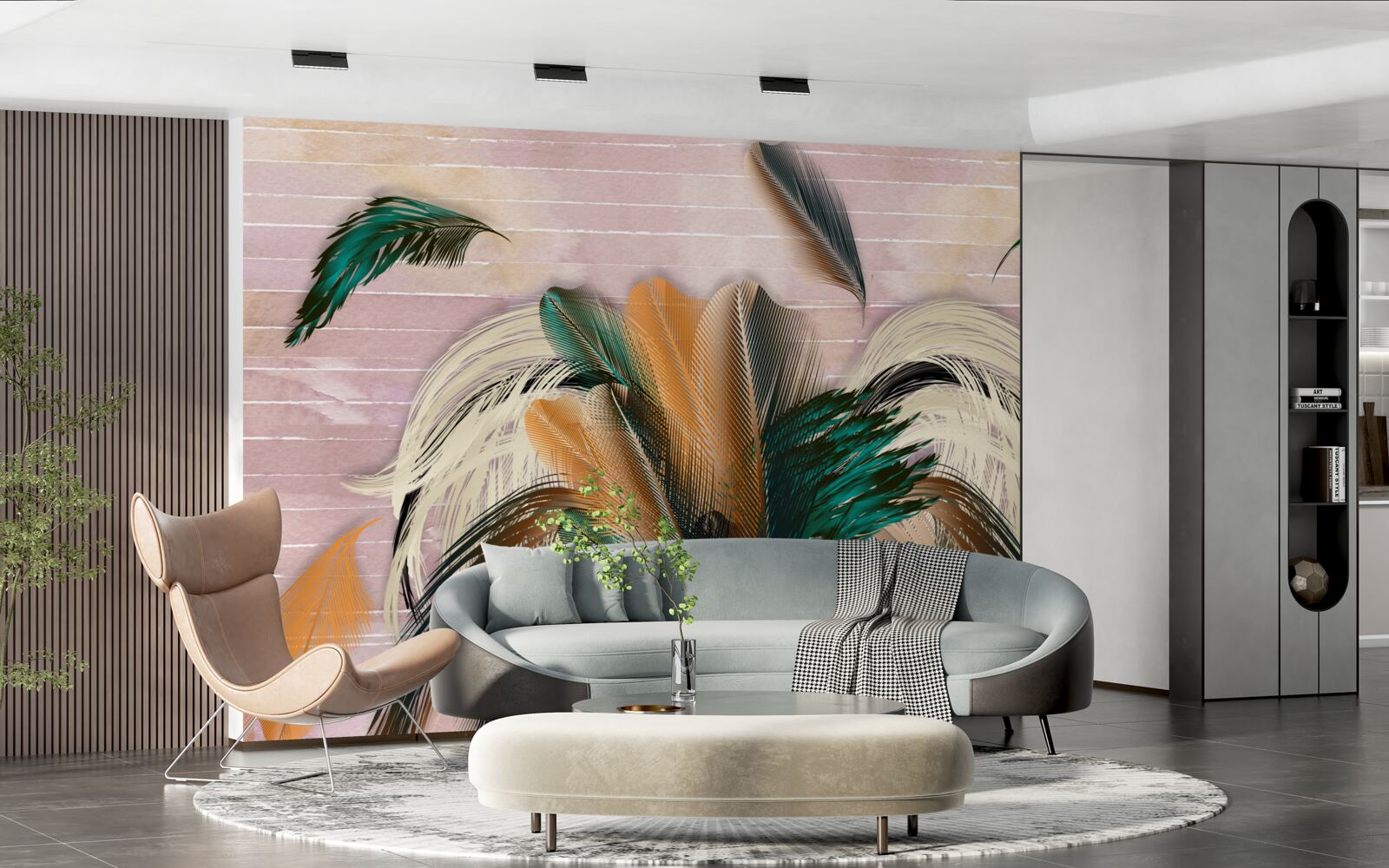 Fototapet colecție de pene într-un buchet