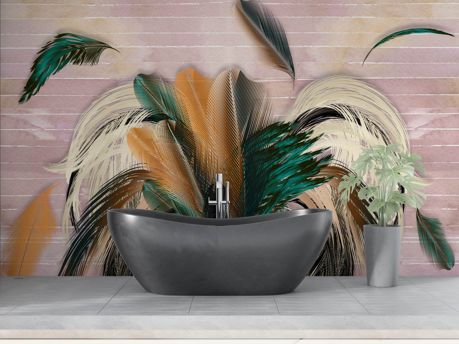 Fototapet colecție de pene într-un buchet