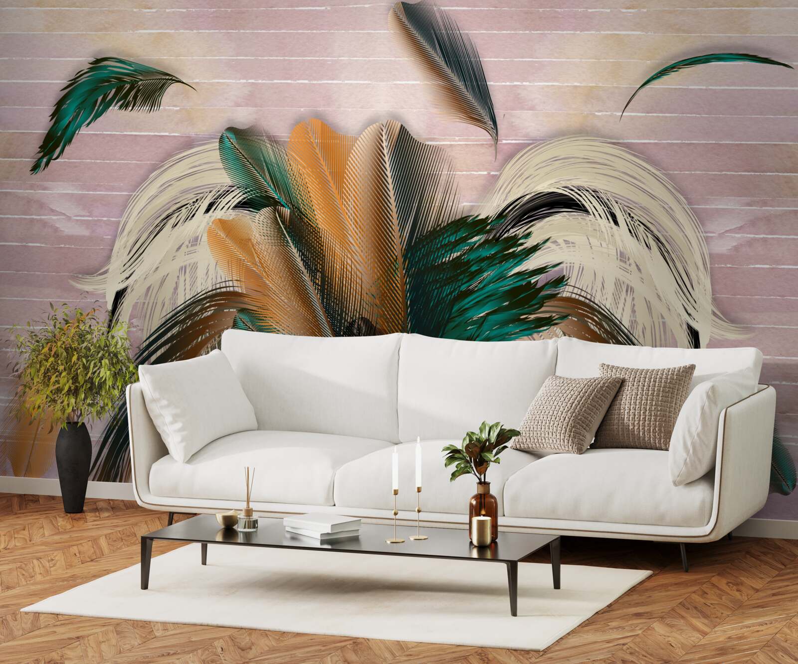 Fototapet colecție de pene într-un buchet