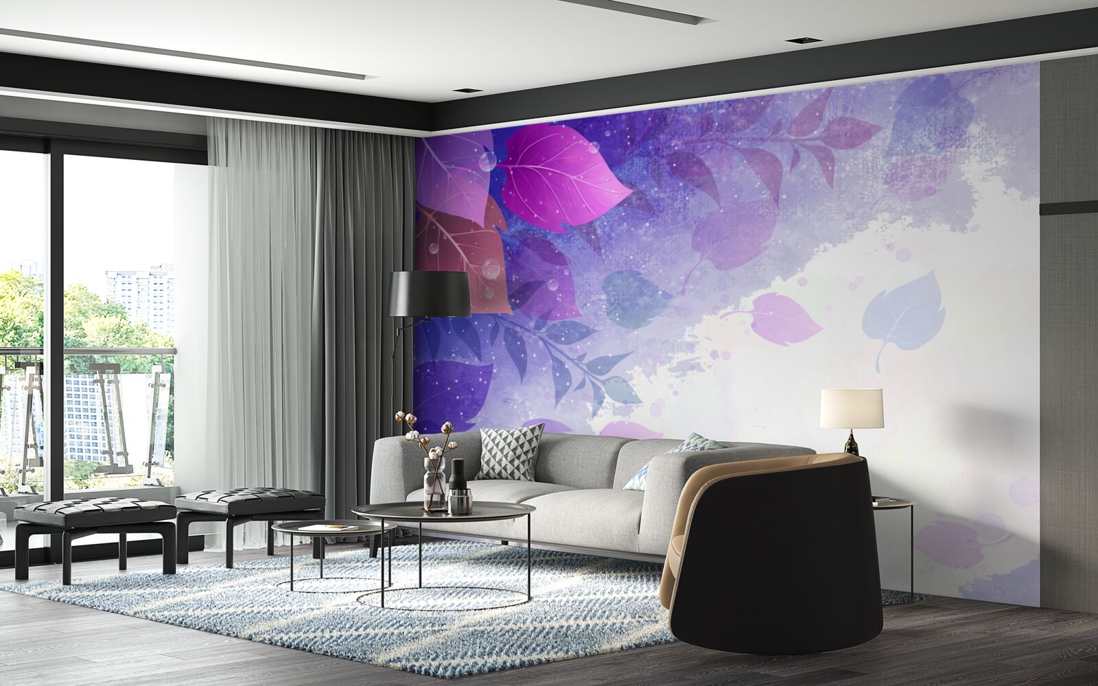 Fototapet frunze de toamnă violet