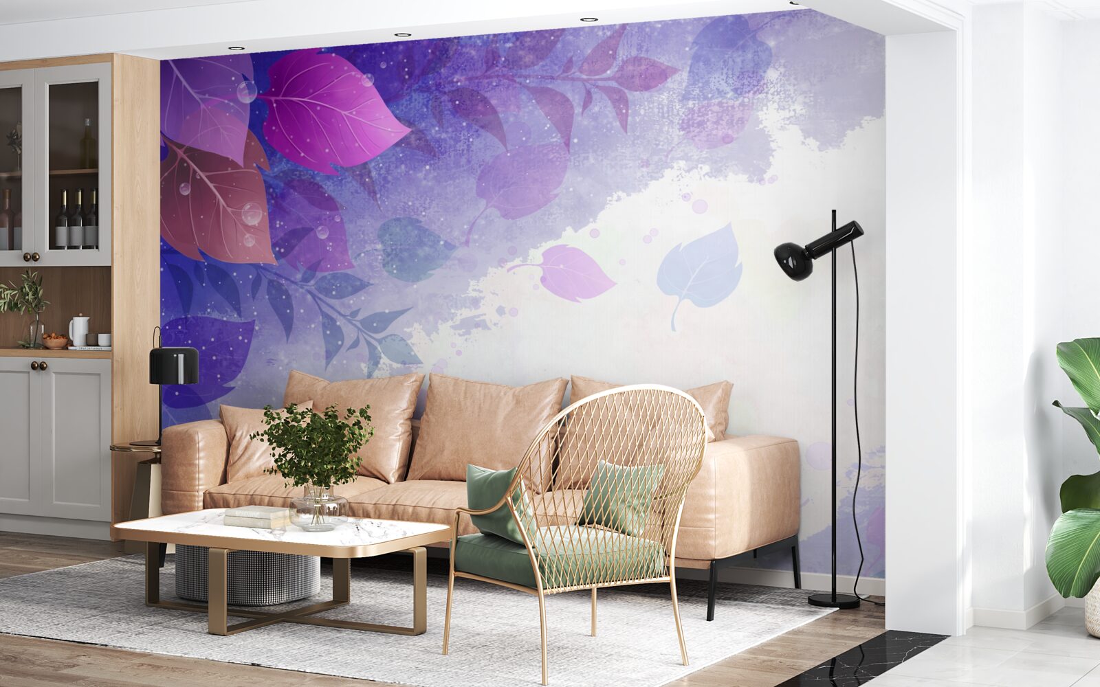 Fototapet frunze de toamnă violet