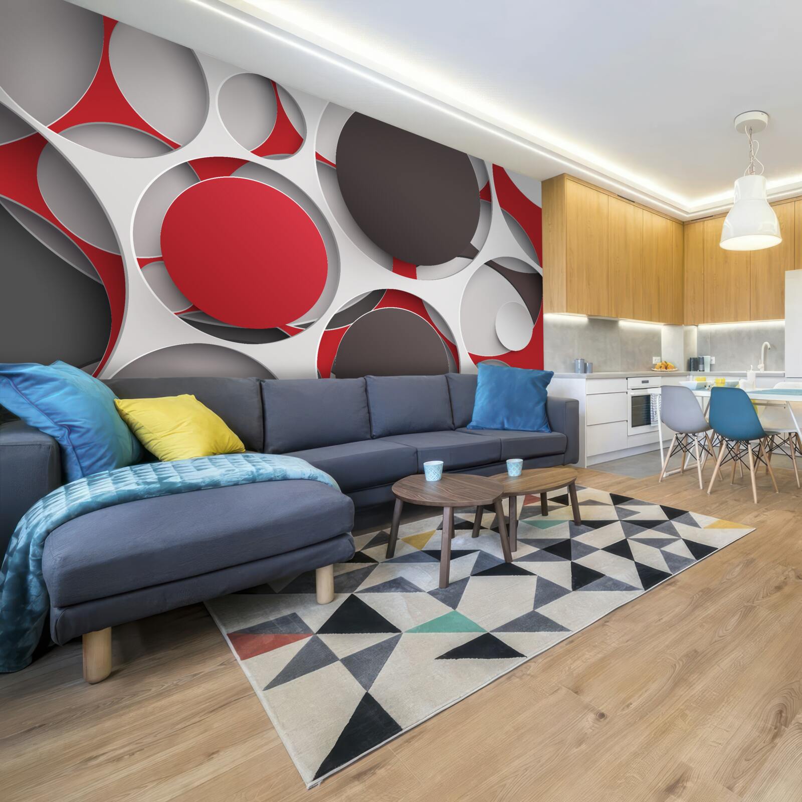 Fototapet plasă cu roți colorate