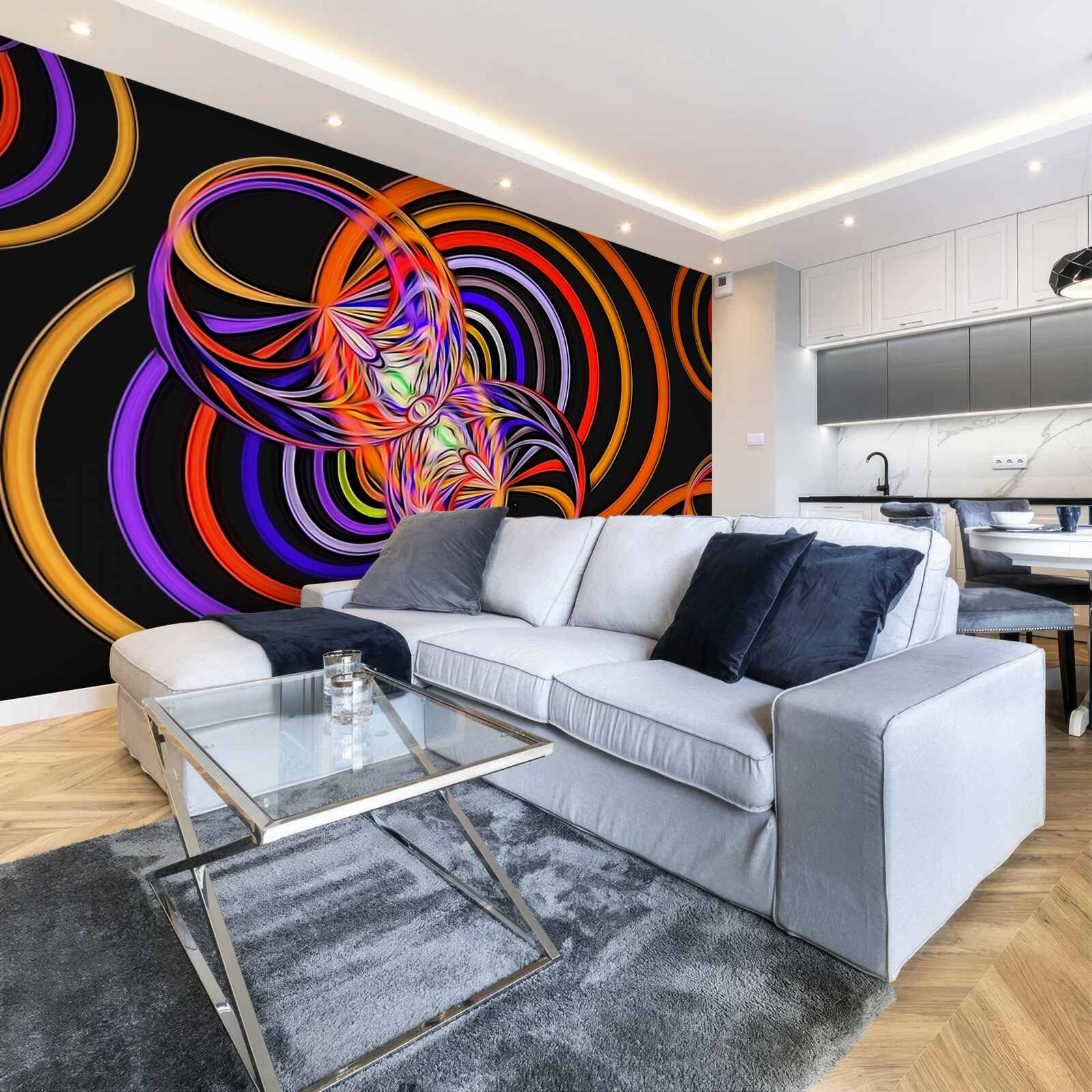 Fototapet inele umplute cu bule colorate