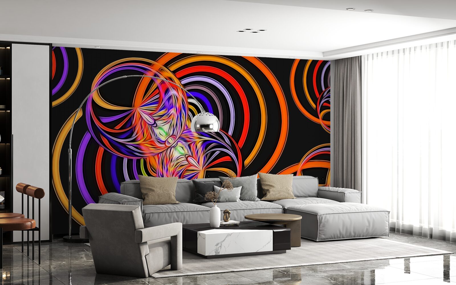 Fototapet inele umplute cu bule colorate