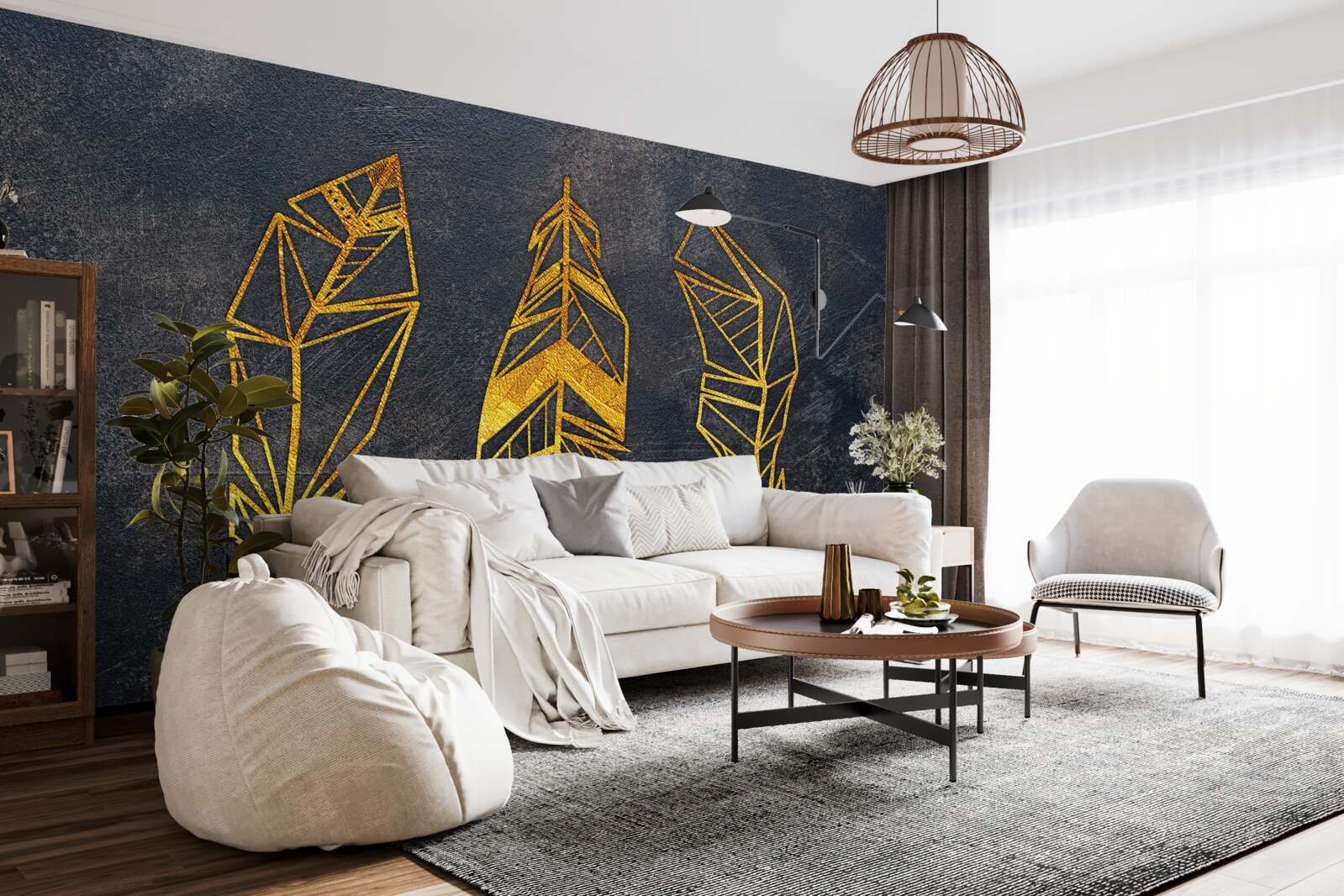 Fototapet structura geometrică complexă a frunzelor