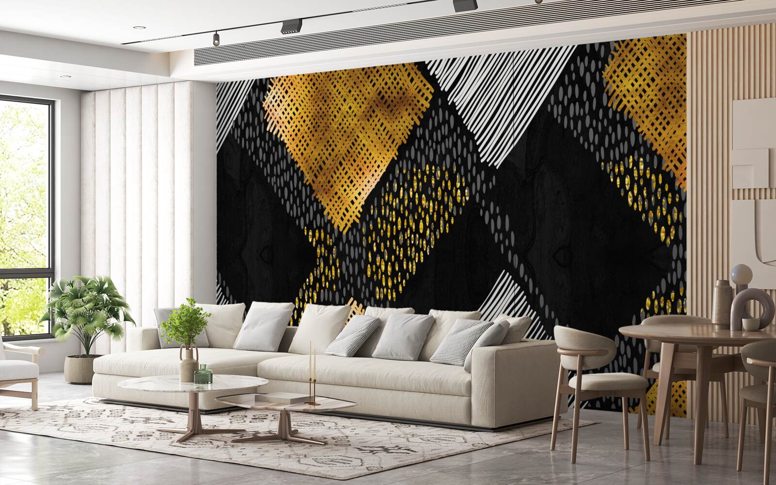 Fototapet vârfuri de munte, negre și aurii