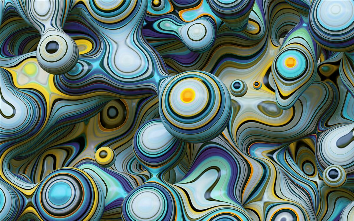 Fototapet imagini abstracte de bile și raze luminoase