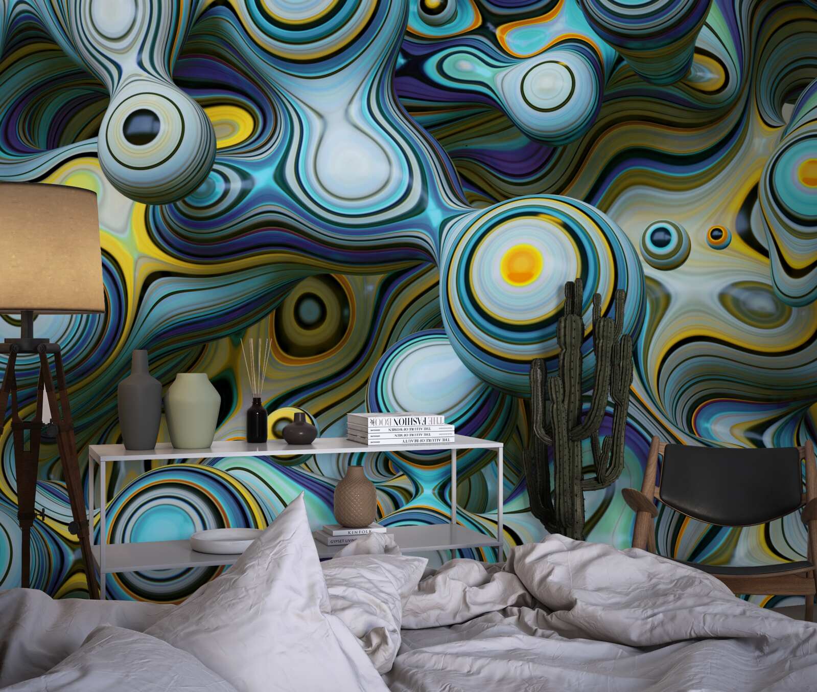 Fototapet imagini abstracte de bile și raze luminoase