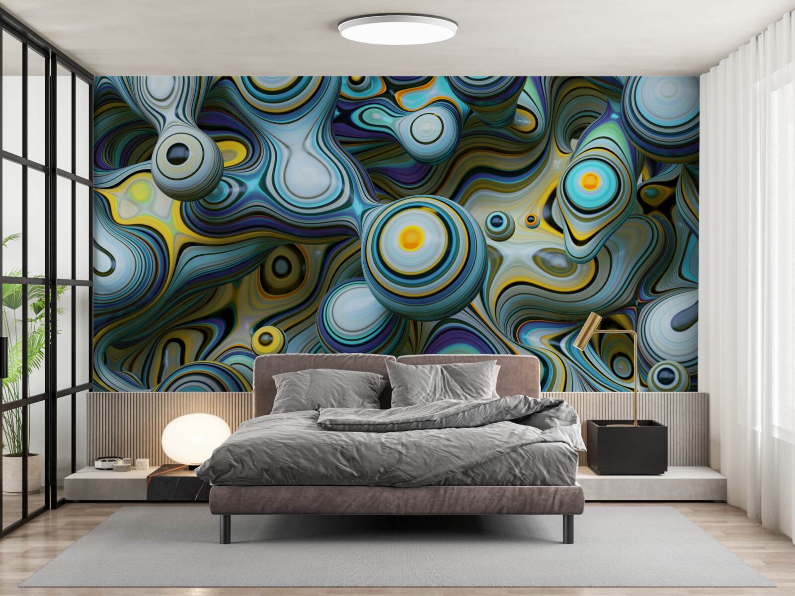 Fototapet imagini abstracte de bile și raze luminoase