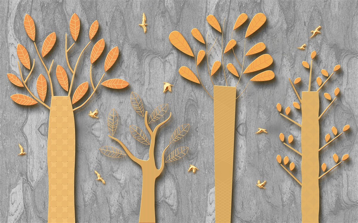 Fototapet abstracție aurie a unei păduri de toamnă