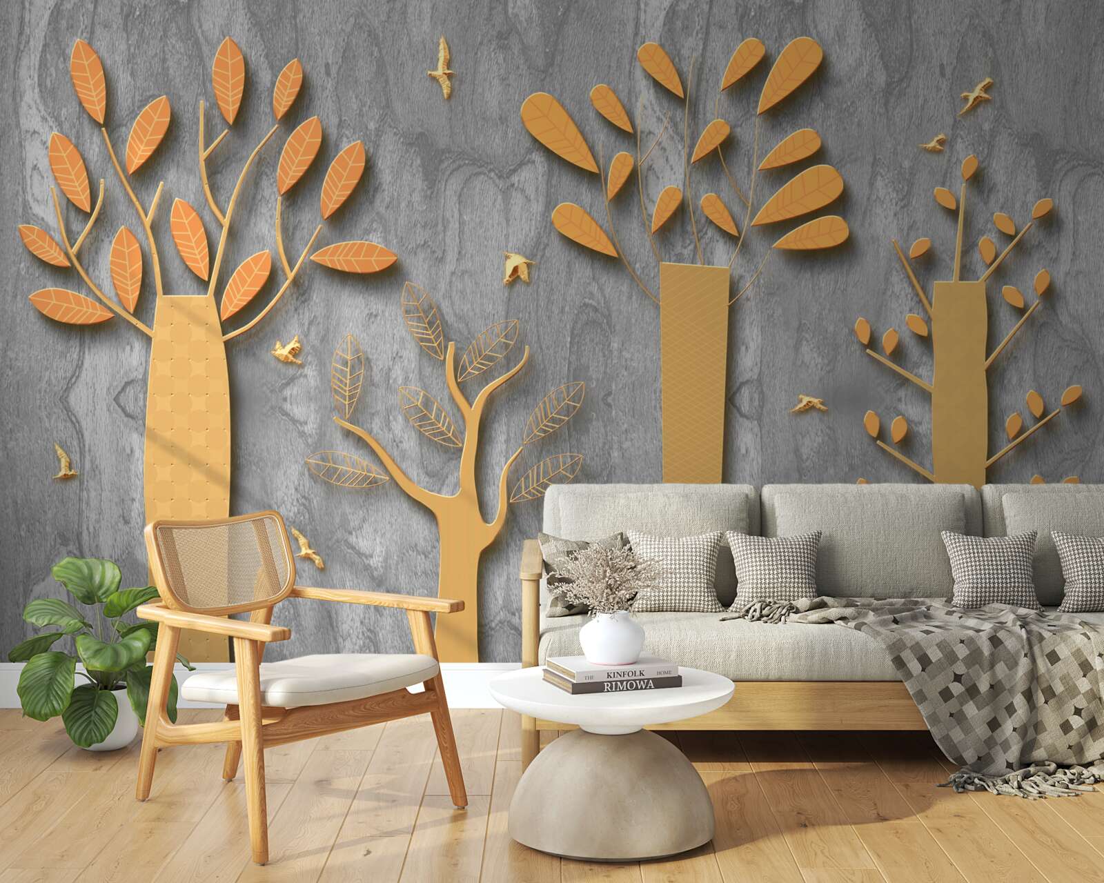 Fototapet abstracție aurie a unei păduri de toamnă