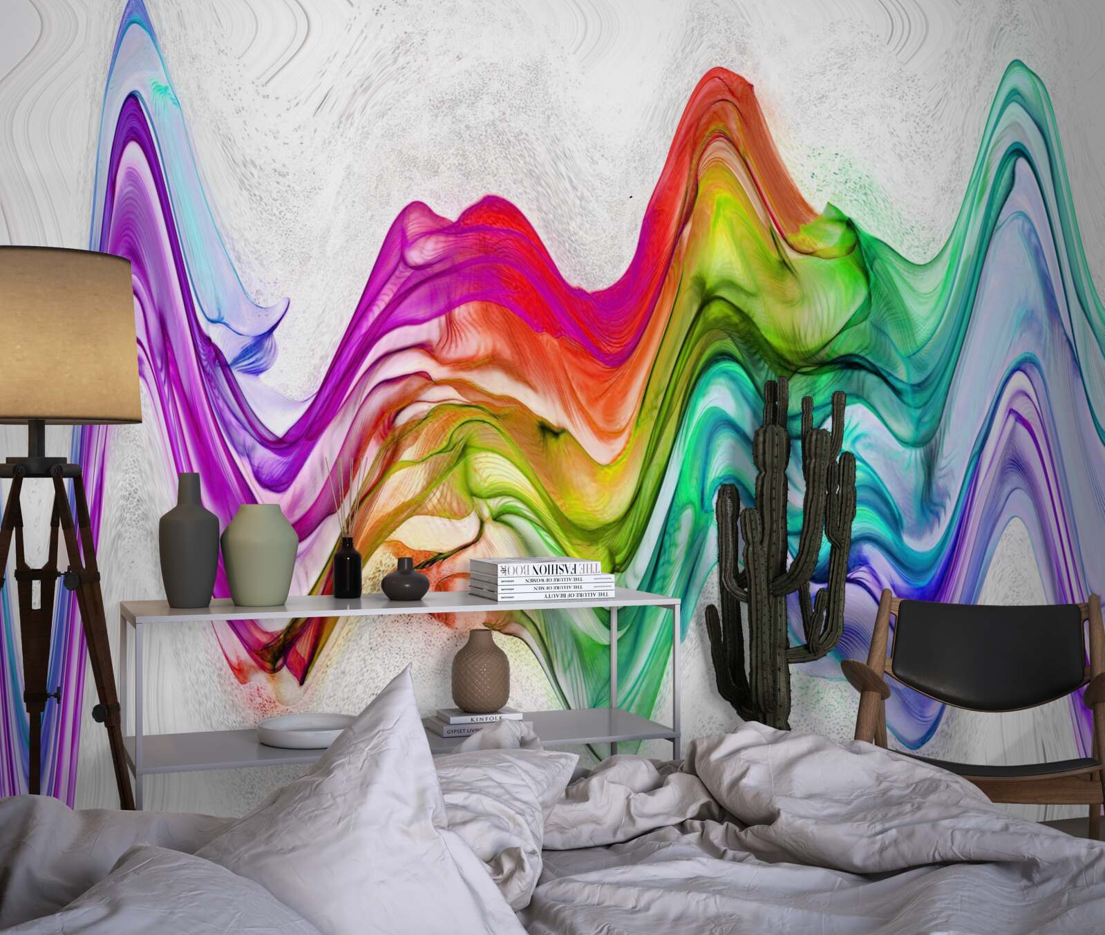 Fototapet undă sonoră combinată cu linii luminoase