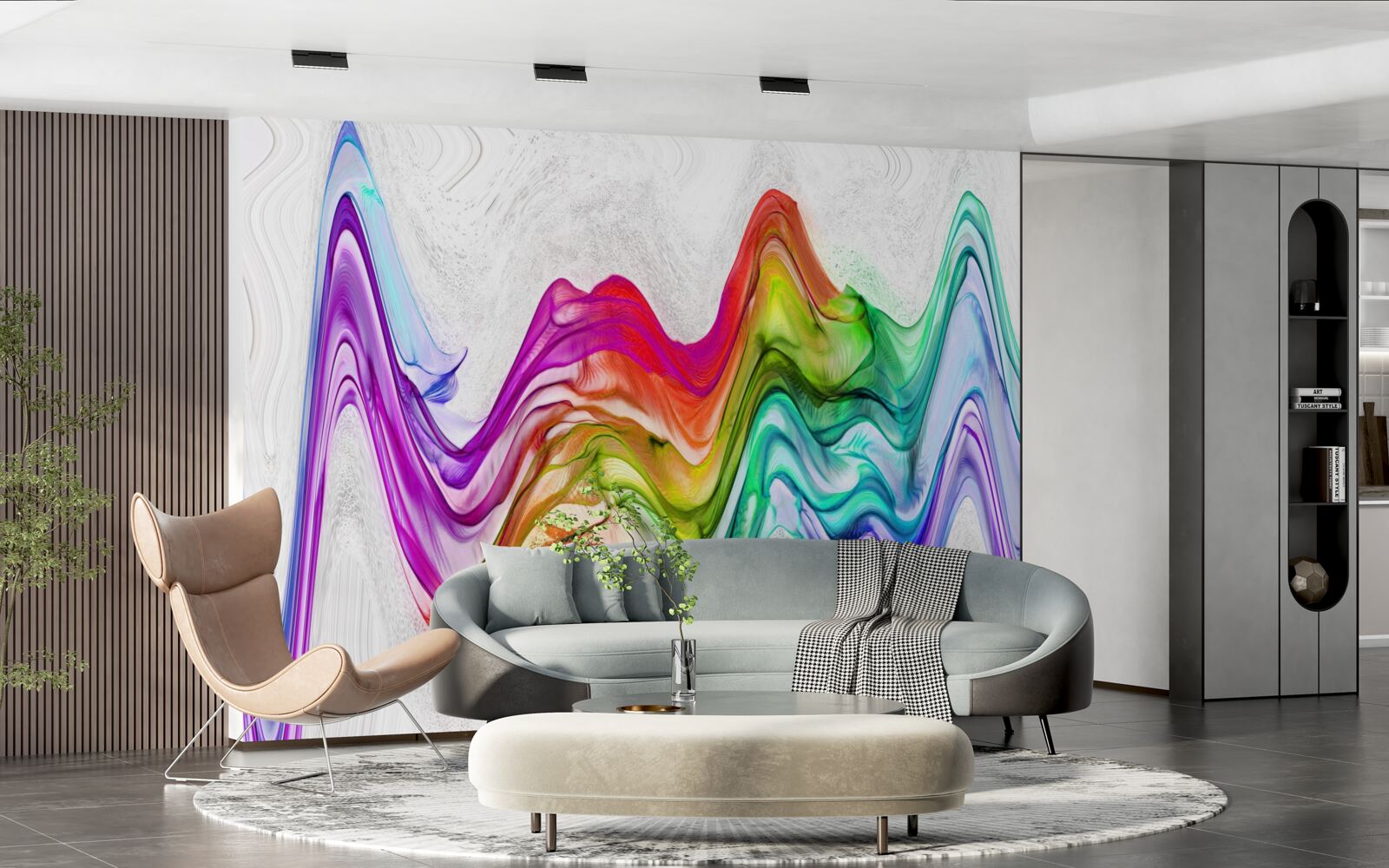 Fototapet undă sonoră combinată cu linii luminoase