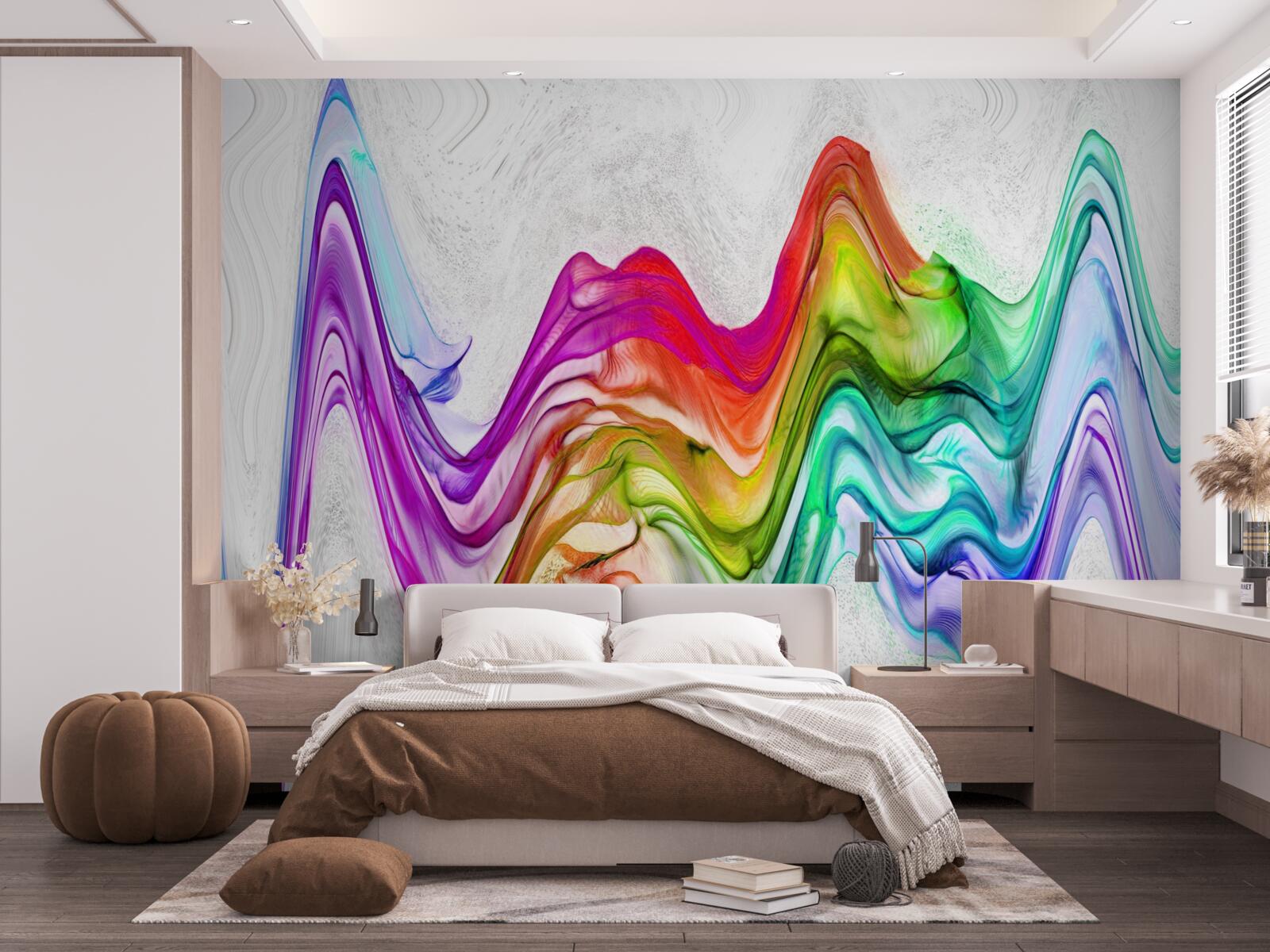 Fototapet undă sonoră combinată cu linii luminoase