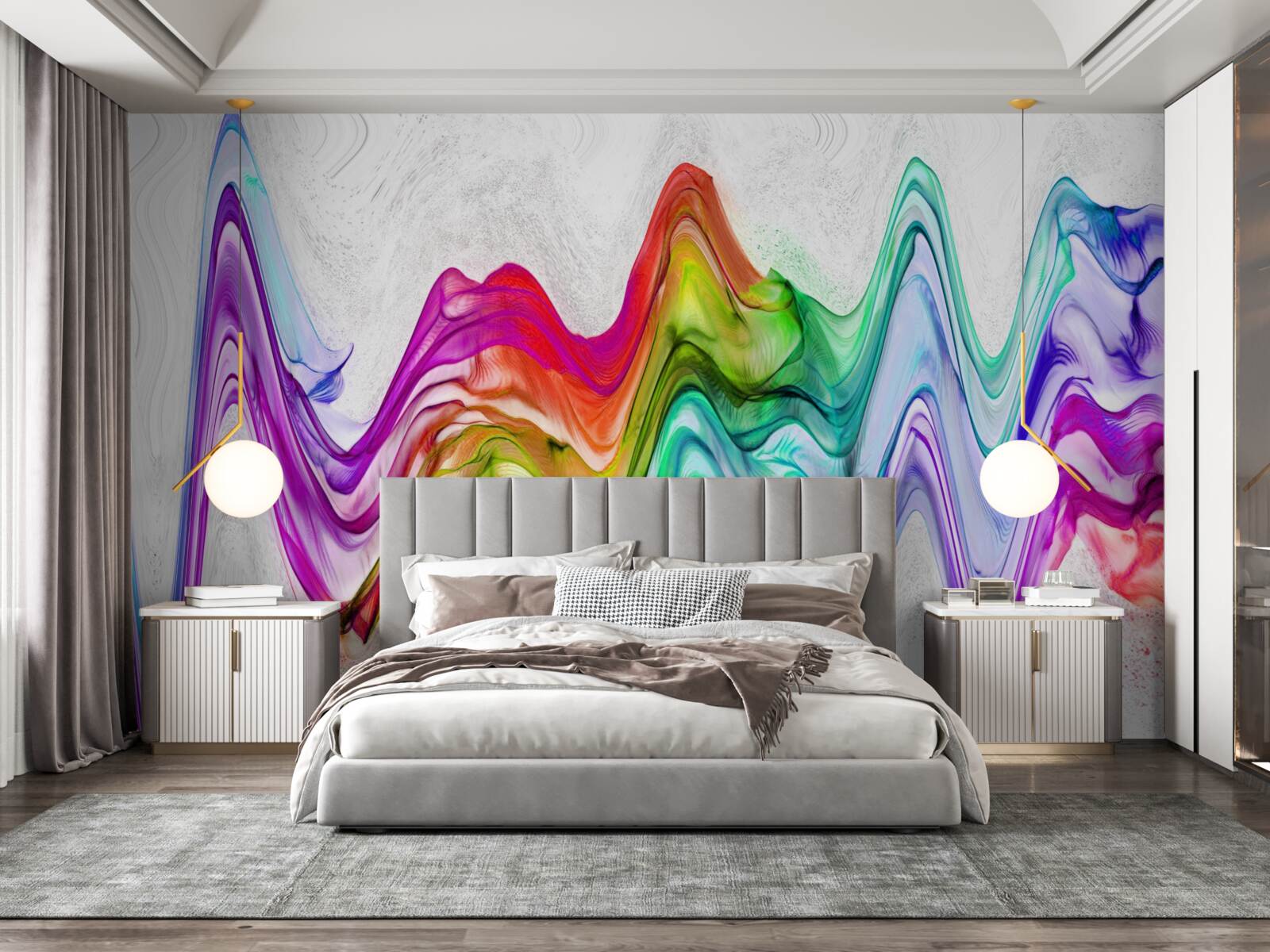 Fototapet undă sonoră combinată cu linii luminoase