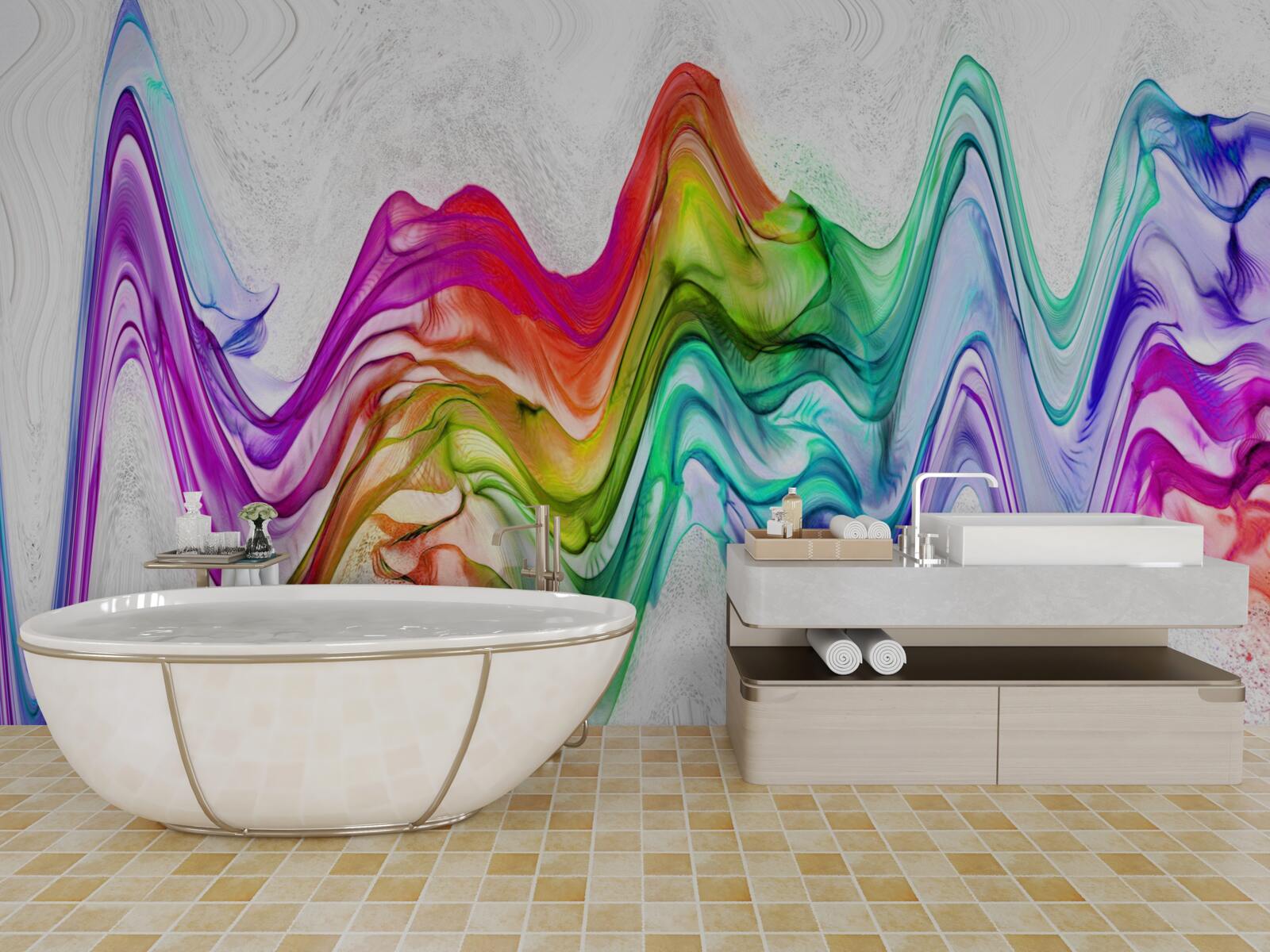 Fototapet undă sonoră combinată cu linii luminoase