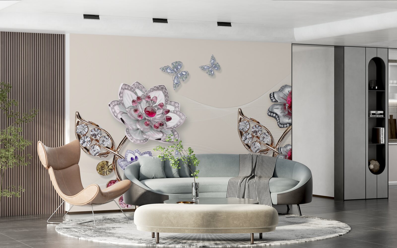 Fototapet florile de aur decorate cu pietre prețioase încântă prin frumusețea lor