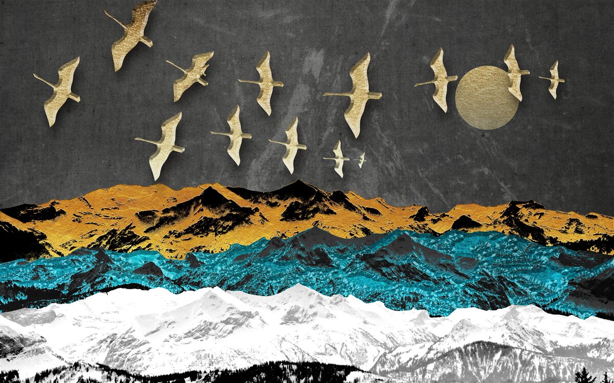 Fototapet un grup de macarale alunecă pe valuri agitate