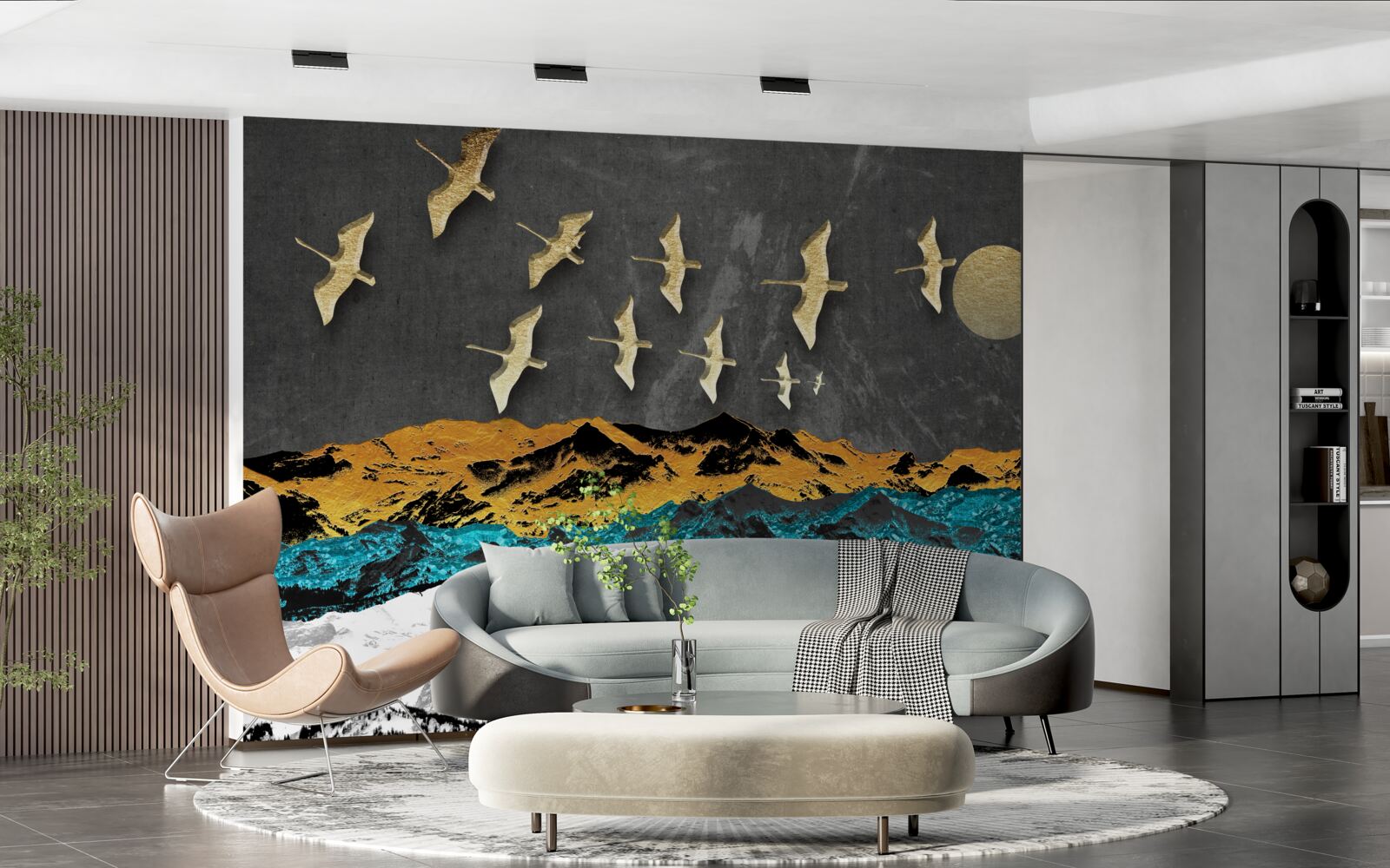 Fototapet un grup de macarale alunecă pe valuri agitate