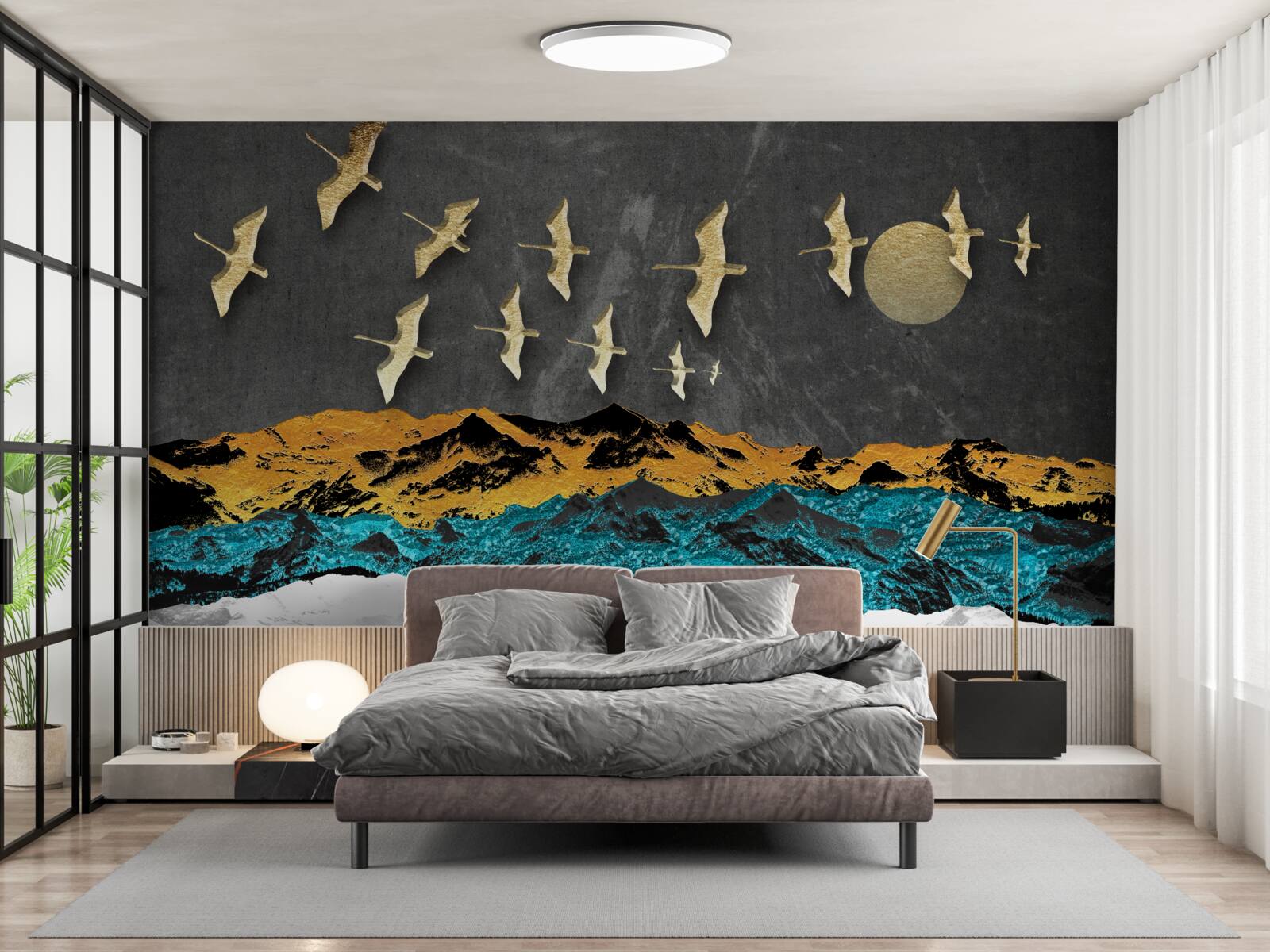 Fototapet un grup de macarale alunecă pe valuri agitate