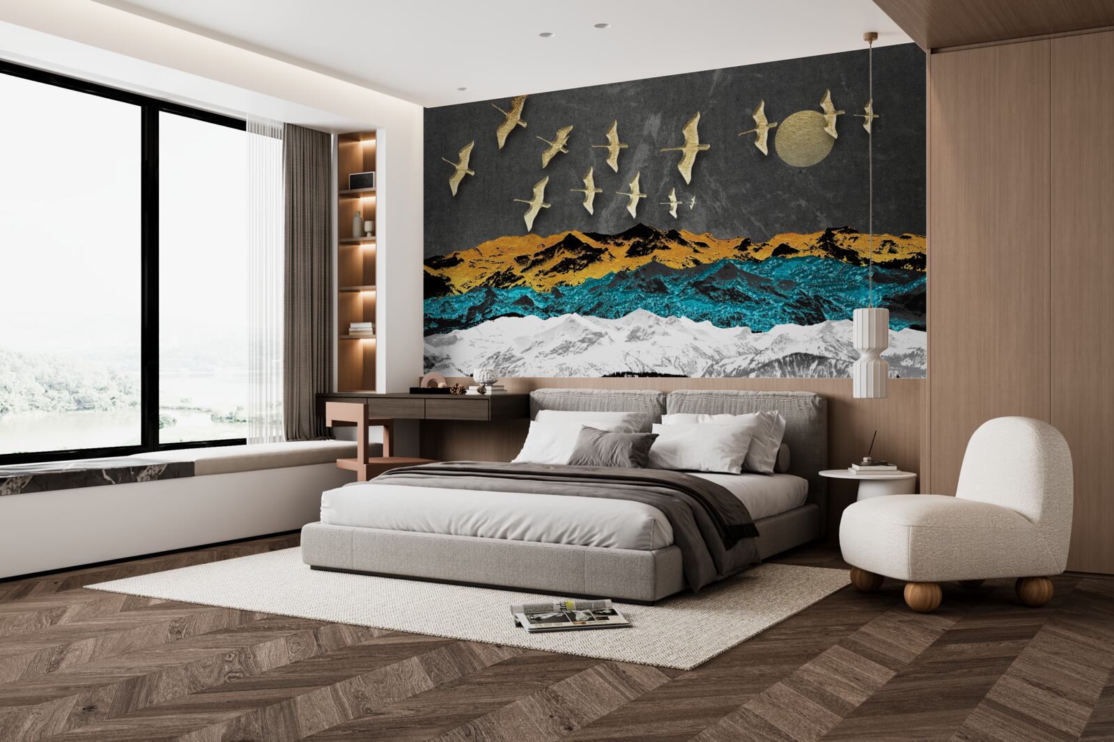 Fototapet un grup de macarale alunecă pe valuri agitate