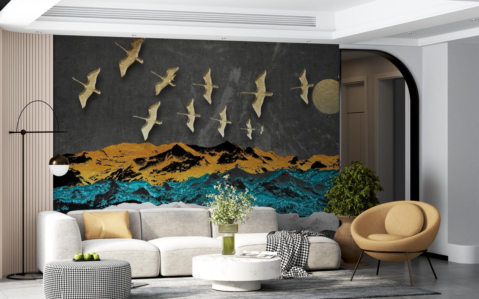 Fototapet un grup de macarale alunecă pe valuri agitate