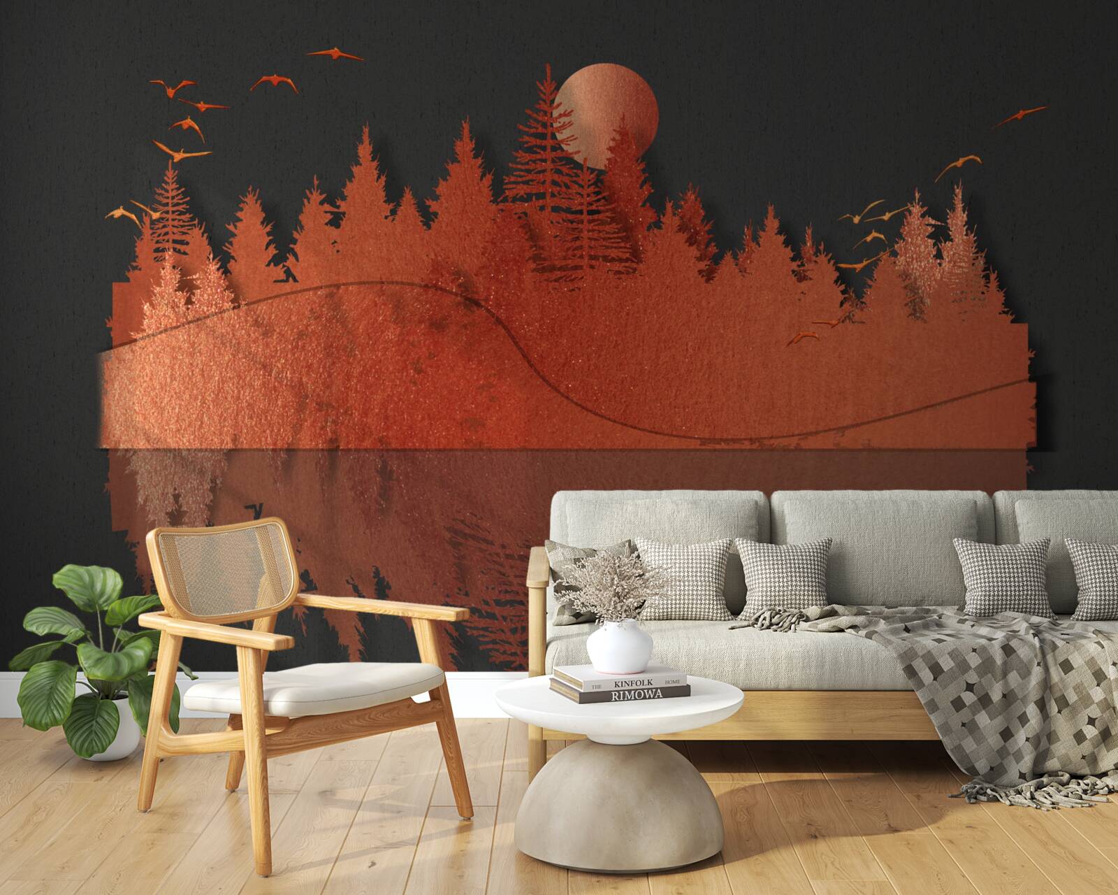 Fototapet oglinda de apă afișează pădurea roșie