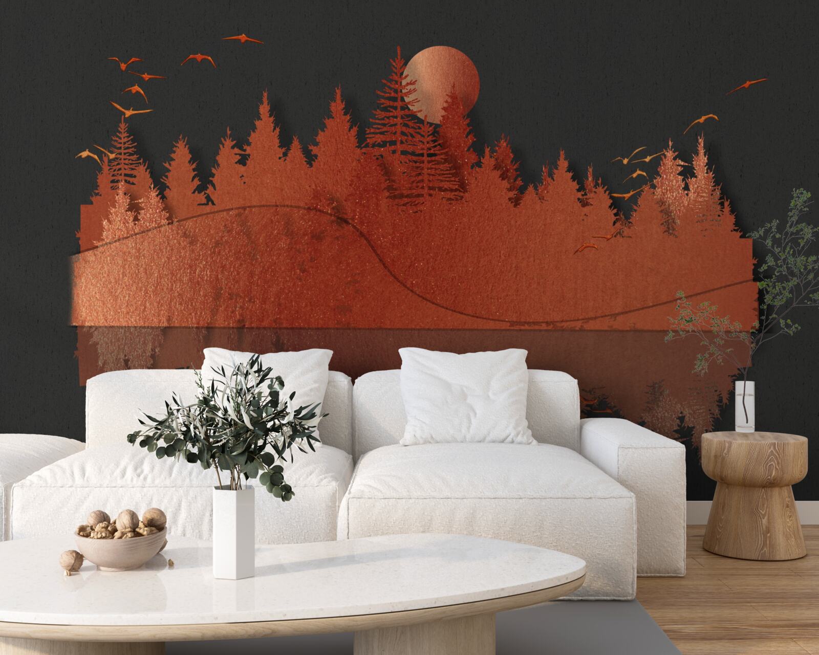 Fototapet oglinda de apă afișează pădurea roșie