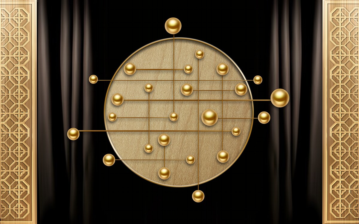 Fototapet fundal negru saturat cu aur orbital