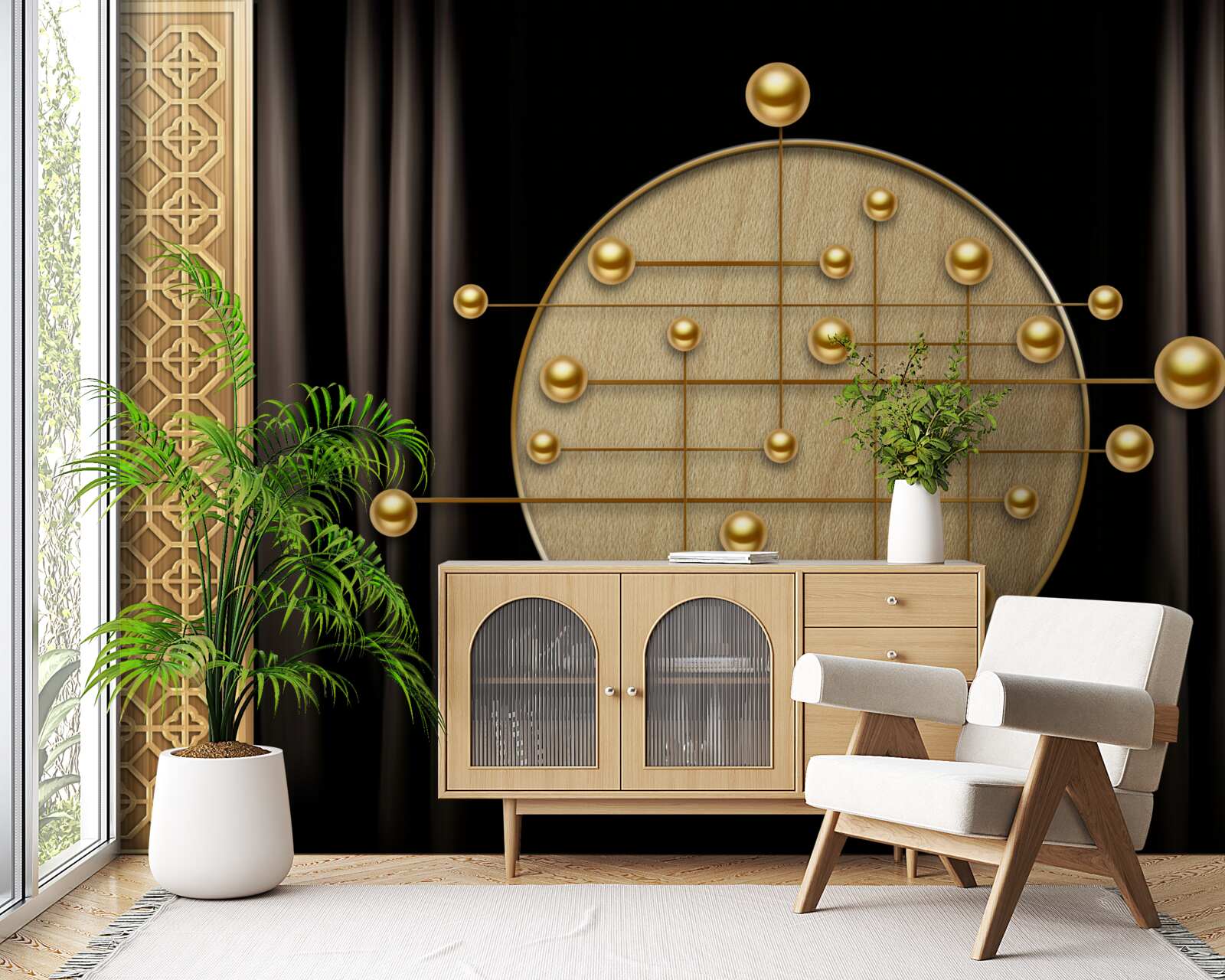 Fototapet fundal negru saturat cu aur orbital