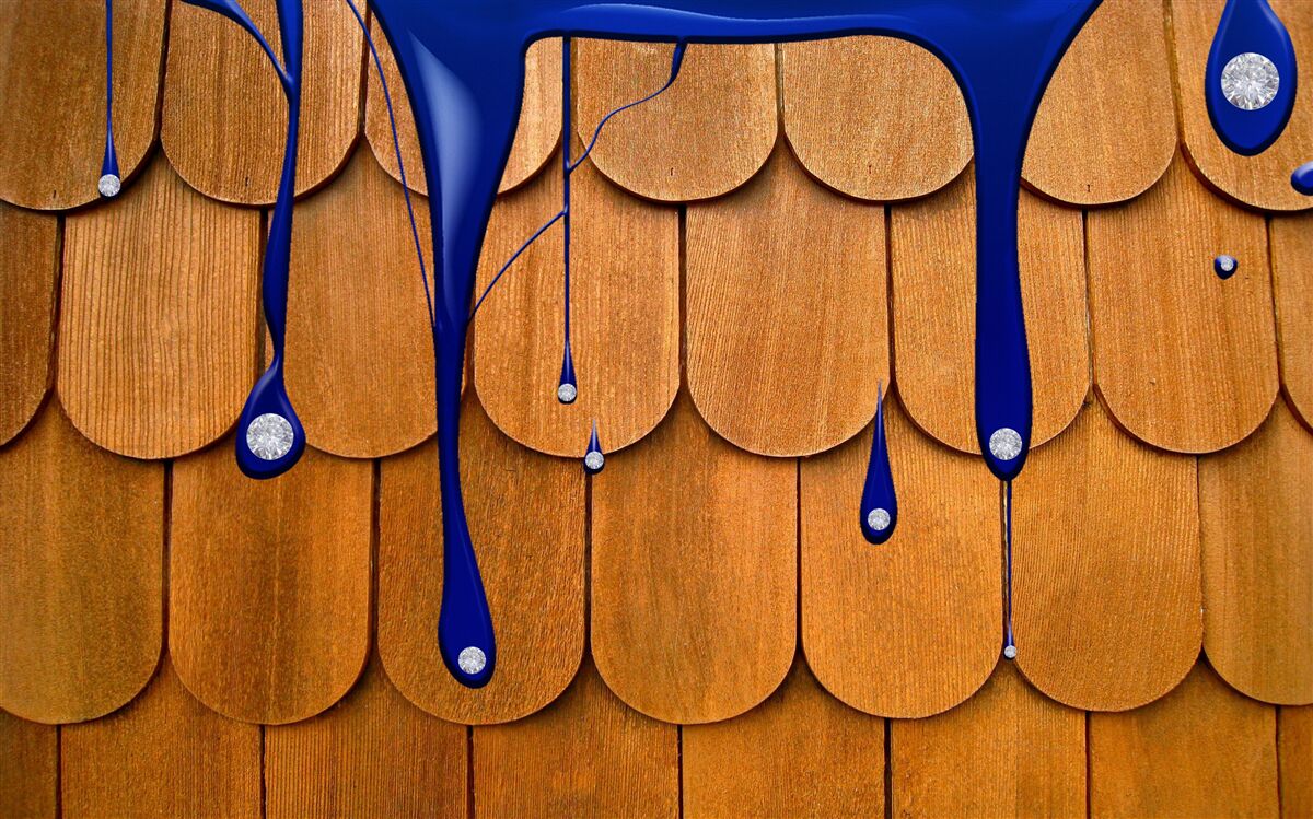 Fototapet acoperișul maro este albastru