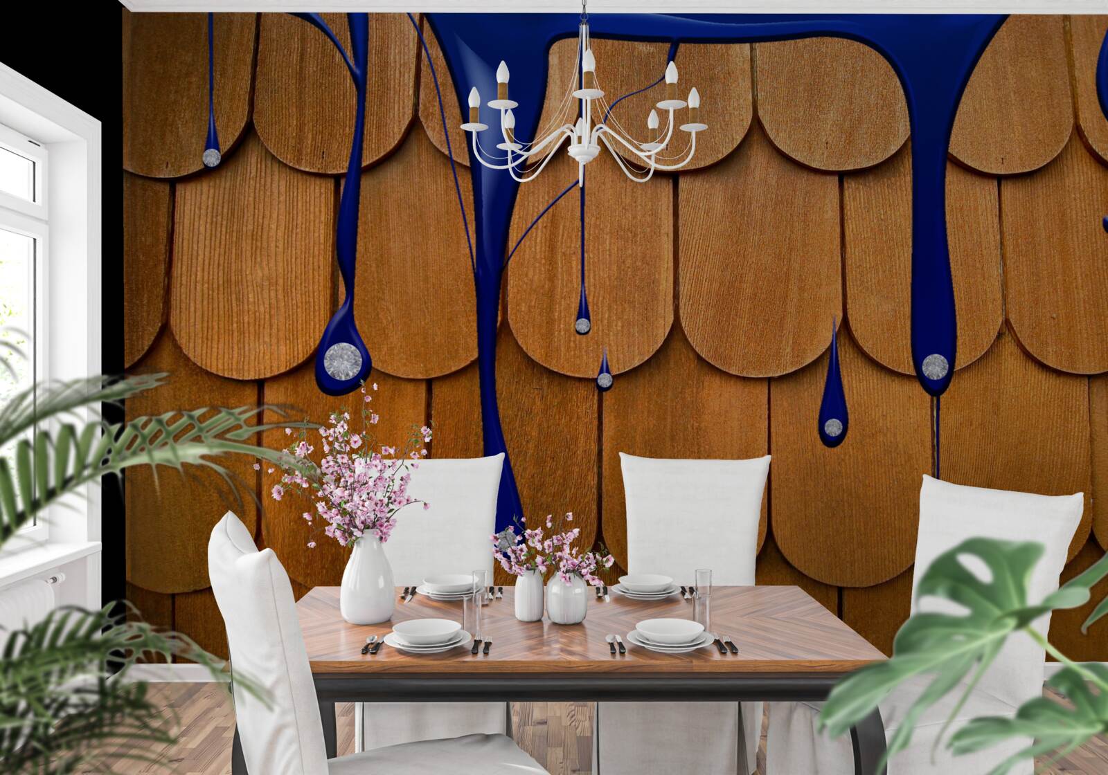 Fototapet acoperișul maro este albastru