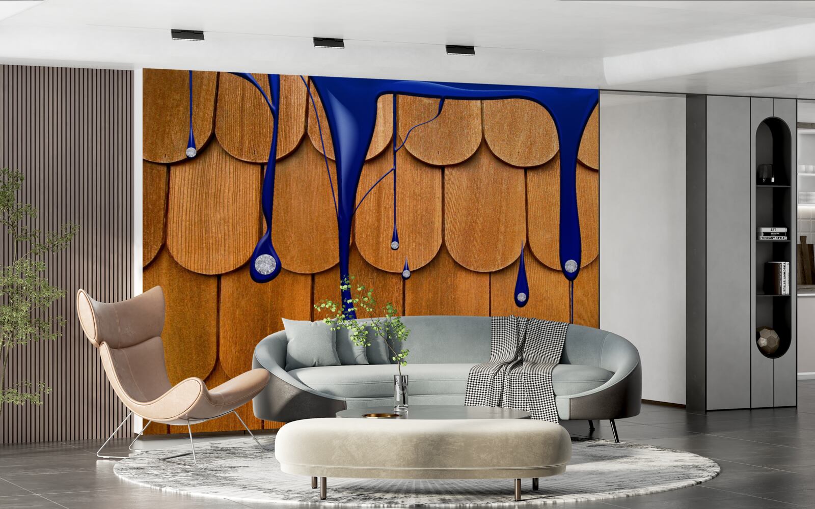 Fototapet acoperișul maro este albastru